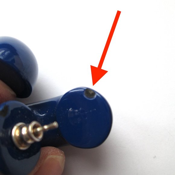 💙 Vtg Uncommon Matters Beam Semi Hoop Earrings Deep Cobalt Blue Enamel 925 - Picture 10 of 12